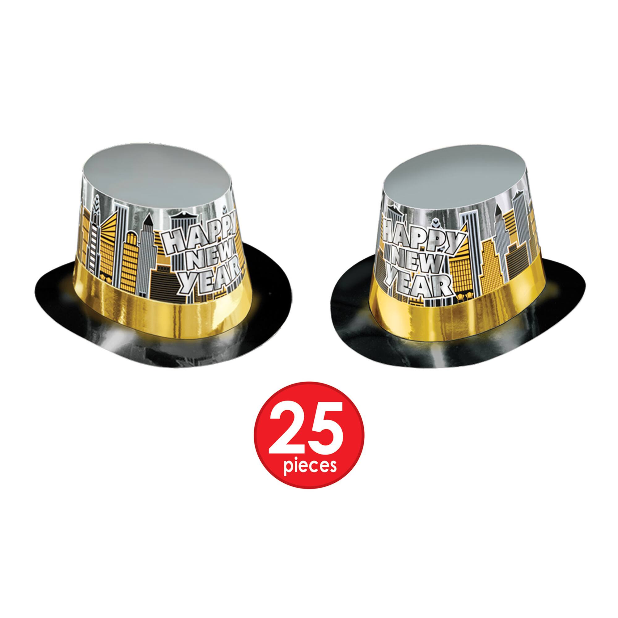 Beistle Silver, Gold & Black New Year Toast of the Town Party Favor Kit for 50